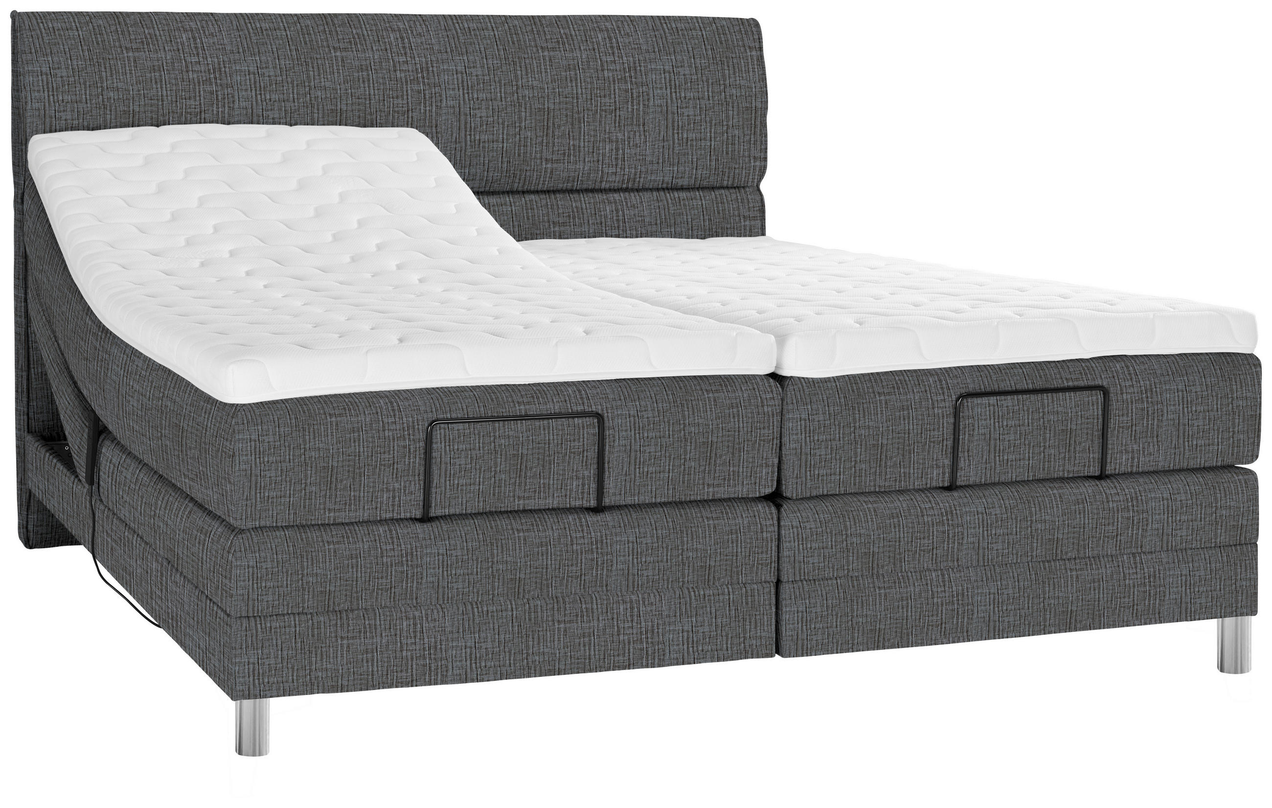 BOXSPRINGBETT 180/200 cm  in Grau  - Chromfarben/Grau, KONVENTIONELL, Kunststoff/Textil (180/200cm) - Voleo
