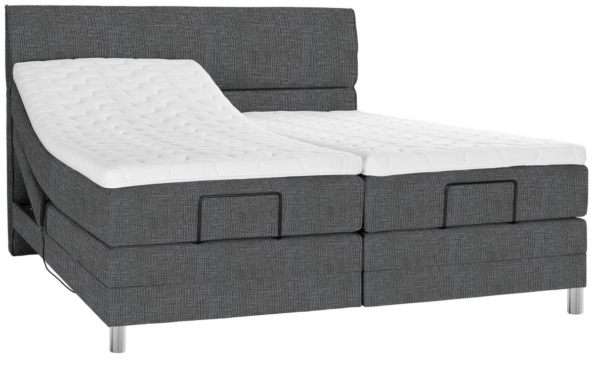BOXSPRINGBETT 180/200 cm  in Grau  - Chromfarben/Grau, KONVENTIONELL, Kunststoff/Textil (180/200cm) - Voleo