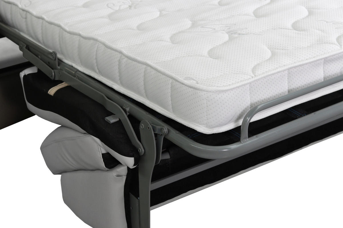 SCHLAFSOFA in Textil, Leder Hellgrau  - Hellgrau/Schwarz, Konventionell, Leder/Textil (190/87/100cm) - Celina Home