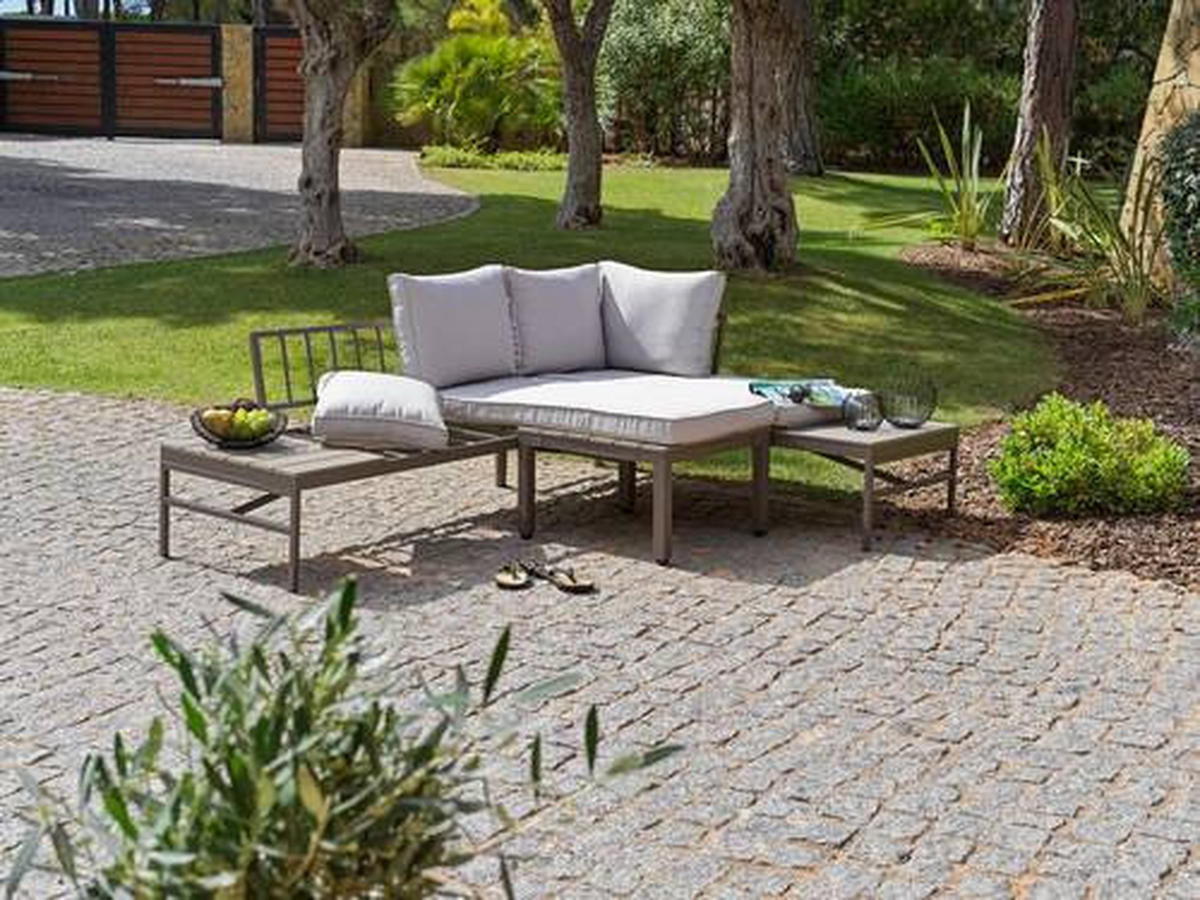 LOUNGEGARNITUR  215/154,5 cm  Stahl  - Braun/Grau, MODERN, Kunststoff/Textil (215/154,5cm) - Luca Bessoni