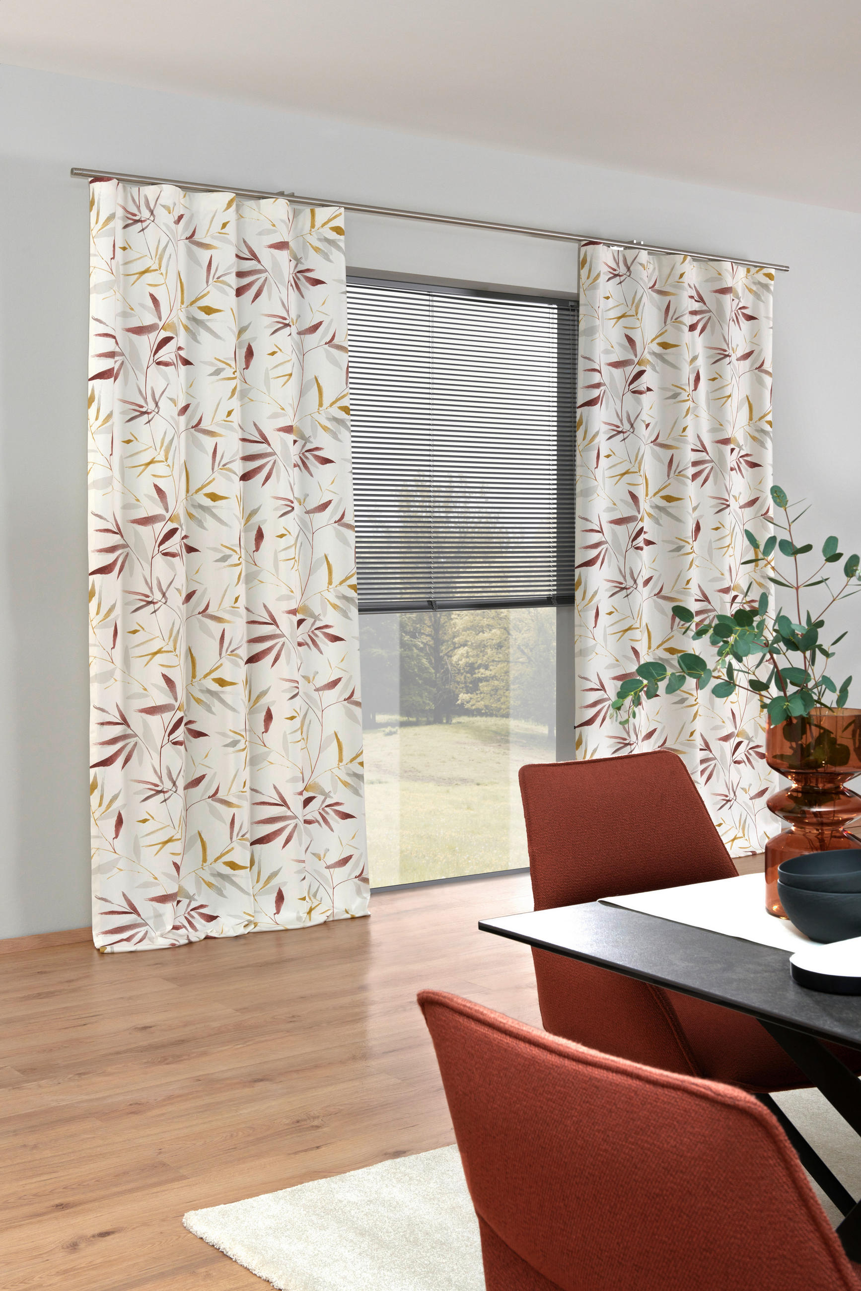 DEKOSTOFF per lfm blickdicht  - Currygelb/Rot, KONVENTIONELL, Textil (138cm) - Esposa