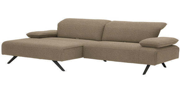 ECKSOFA in Flachgewebe Hellbraun  - Hellbraun/Anthrazit, Design, Textil/Metall (166/280cm) - Ambiente