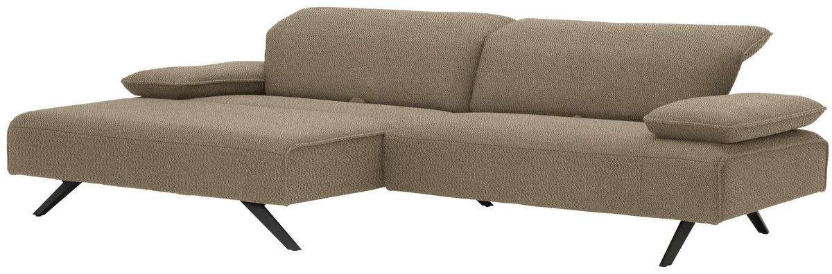 ECKSOFA in Flachgewebe Hellbraun  - Hellbraun/Anthrazit, Design, Textil/Metall (166/280cm) - Johann Jakob