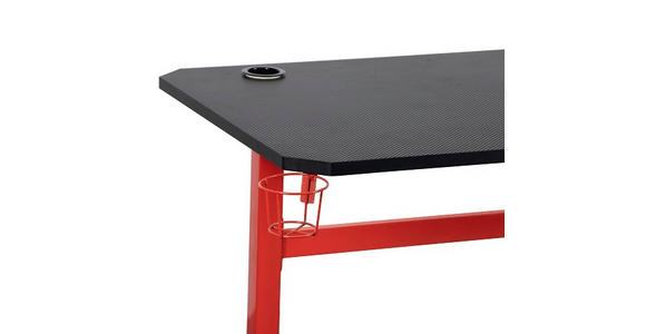 GAMINGTISCH Rot, Schwarz  - Rot/Schwarz, Design, Holzwerkstoff/Metall (140/60/75cm) - Carryhome