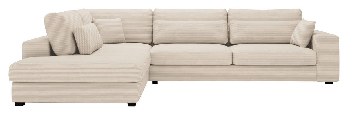 ECKSOFA in Cord Creme  250/314 cm  - Creme/Schwarz, KONVENTIONELL, Kunststoff/Textil (250/314cm) - Carryhome