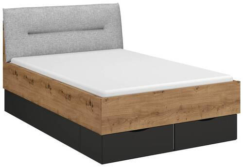 BETT 120/200 cm Graphitfarben, Grau, Eiche Artisan  - Graphitfarben/Eiche Artisan, Trend, Textil (120/200cm) - Stylife
