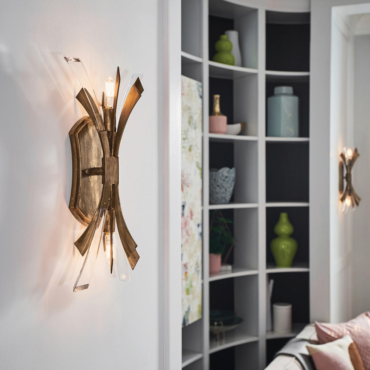 WANDLEUCHTE - Goldfarben, Konventionell, Glas/Metall (23.5/13,3/43,8cm) - Elstead Lighting