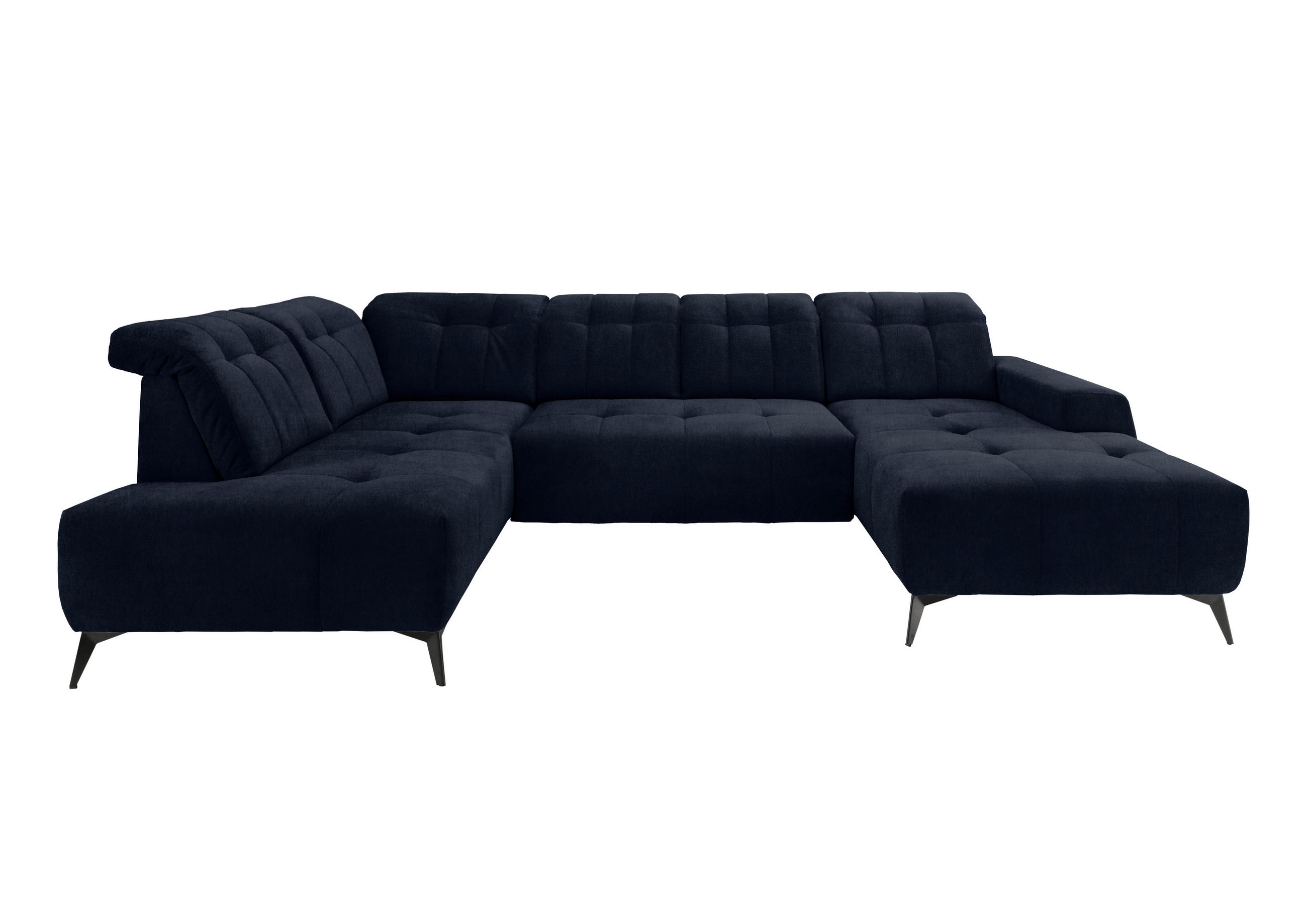 WOHNLANDSCHAFT Dunkelblau Mikrofaser  - Schwarz/Dunkelblau, MODERN, Textil/Metall (200/337/180cm) - Livetastic