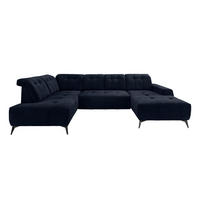 WOHNLANDSCHAFT Dunkelblau Mikrofaser  - Schwarz/Dunkelblau, MODERN, Textil/Metall (200/337/180cm) - Livetastic