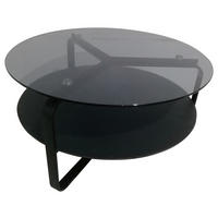 KONFERENČNÝ STOLÍK, sivá, čierna, kov, sklo, 80/80/44 cm - čierna/sivá, Design, kov/sklo (80/80/44cm) - Novel