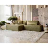 ECKSOFA REVE in Chenille Grün  160/284 cm  - Schwarz/Grün, Design, Kunststoff/Textil (160/284cm) - Livetastic