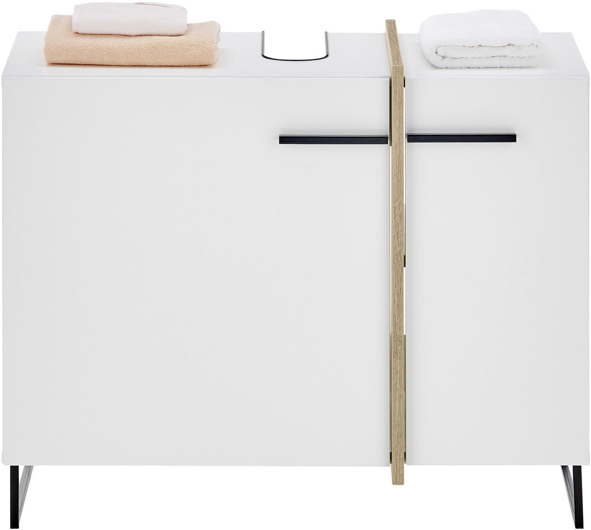 WASCHBECKENUNTERSCHRANK 80/64/41 cm  - Eichefarben/Schwarz, LIFESTYLE, Holzwerkstoff/Kunststoff (80/64/41cm) - home24