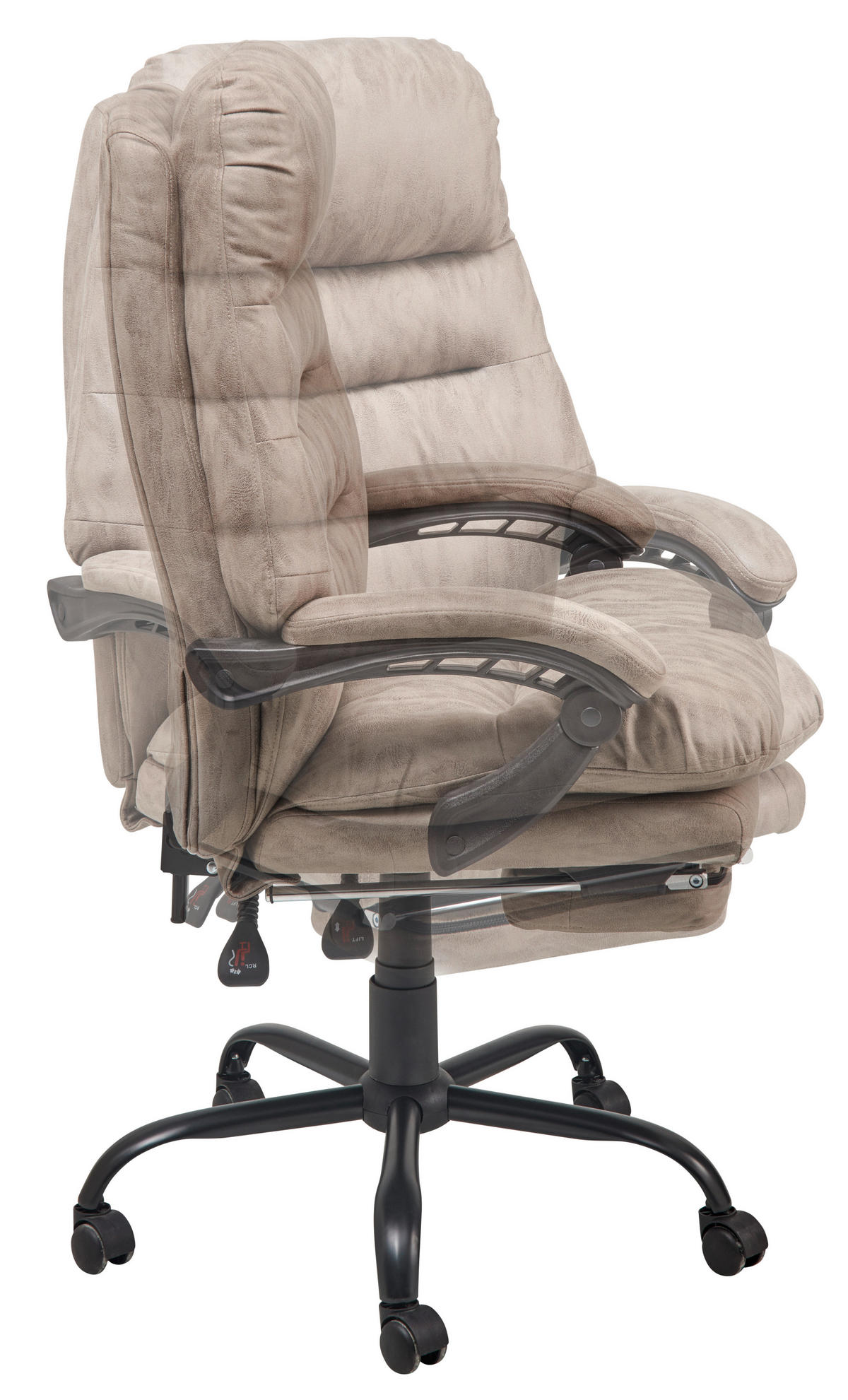CHEFSESSEL  in Mikrofaser Grau, Schwarz  - Schwarz/Grau, Lifestyle, Kunststoff/Textil (66/126-134/59cm) - MID.YOU