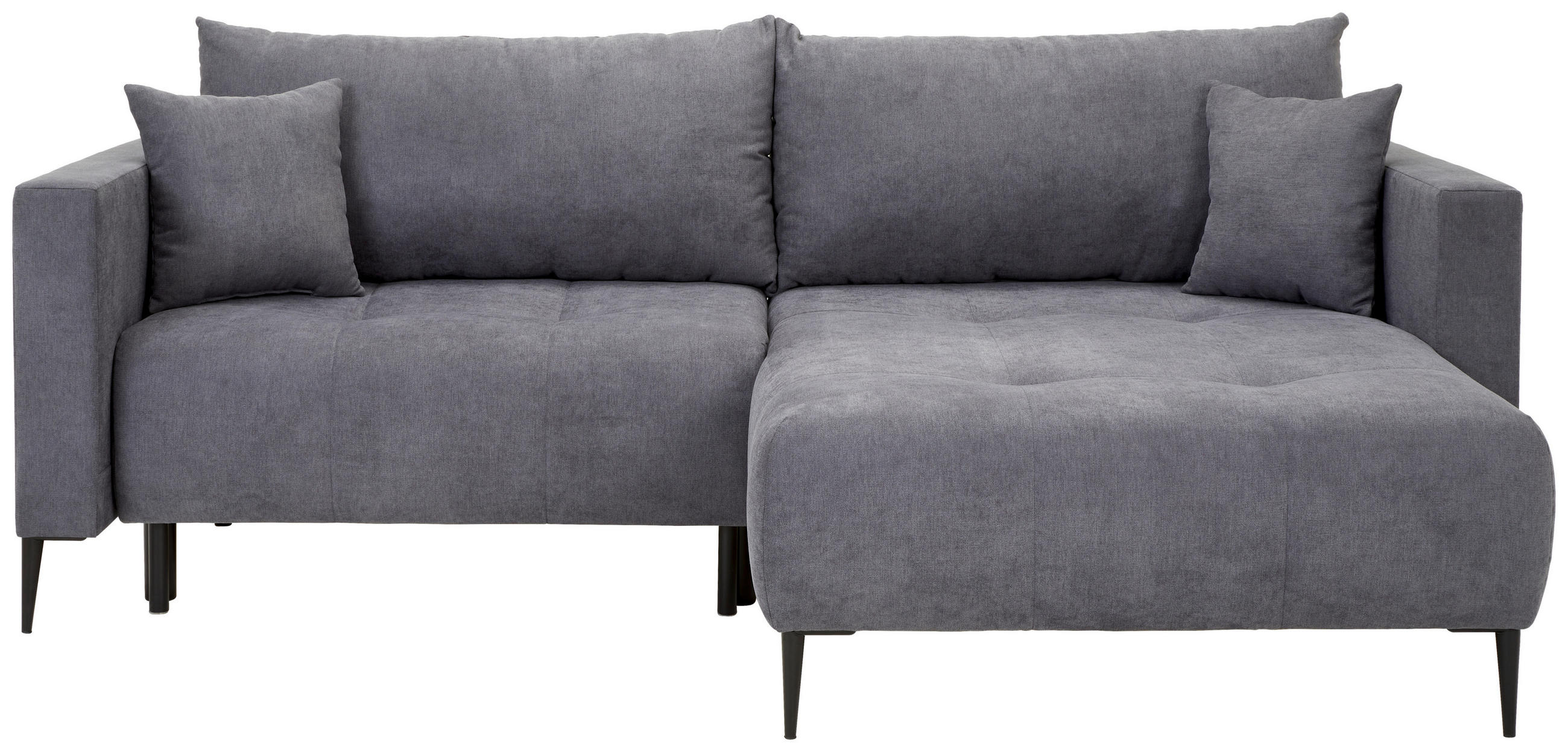 ECKSOFA in Velours Dunkelgrau  - Dunkelgrau/Schwarz, KONVENTIONELL, Textil/Metall (226/155cm) - Carryhome
