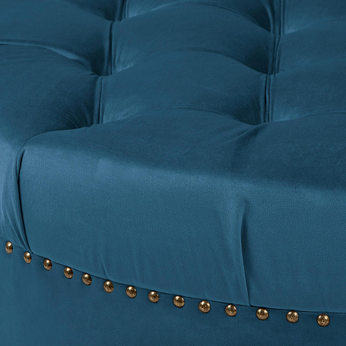 HOCKER Textil Dunkelblau  - Braun/Dunkelblau, Design, Holz/Textil (80/45/80cm) - Livetastic