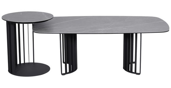 BEISTELLTISCH 45/45/50 cm Grau, Schwarz rund - Schwarz/Grau, Design, Glas/Keramik (45/45/50cm) - Novel