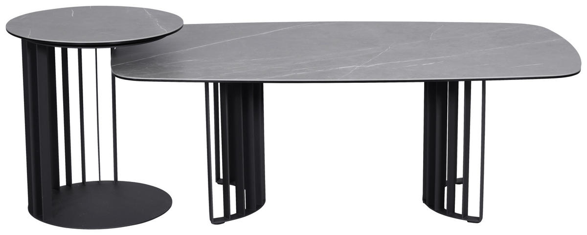 BEISTELLTISCH in Metall, Glas, Keramik 45/45/50 cm  - Schwarz/Grau, Design, Glas/Keramik (45/45/50cm) - Novel