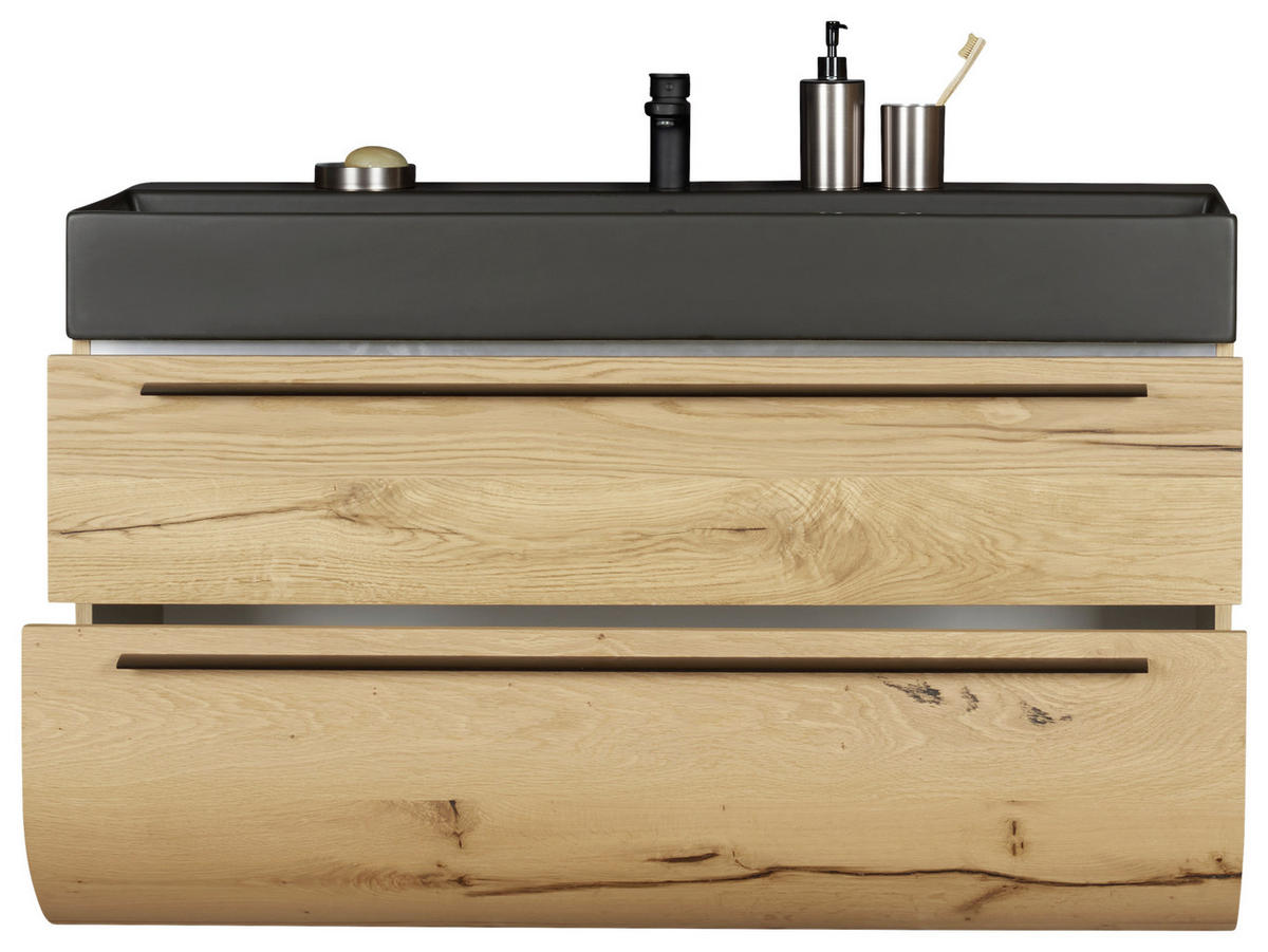 WASCHTISCHKOMBI 121 cm  - Alteiche/Schwarz, MODERN, Holz/Keramik (121cm) - Dieter Knoll