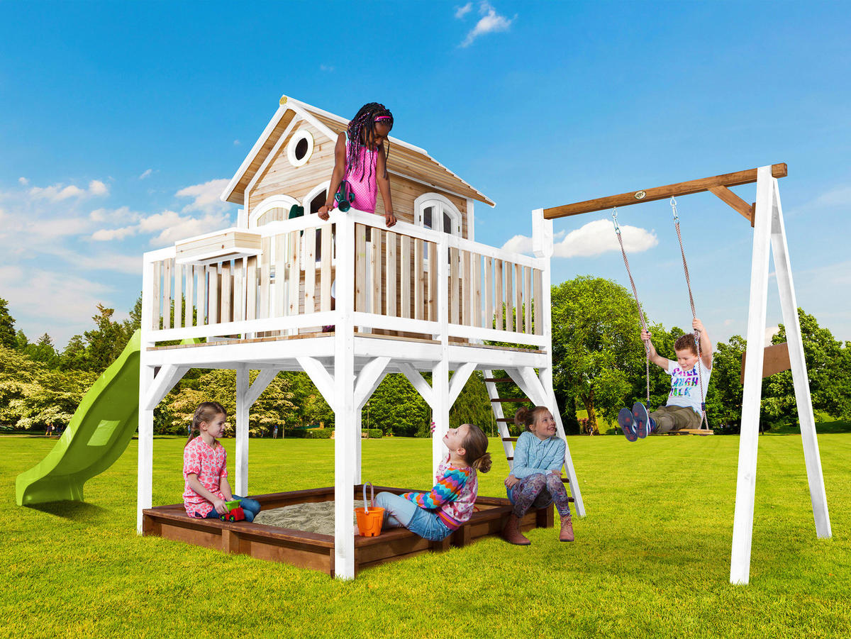SPIELTURM 541/291/277 cm  - Braun/Weiß, KONVENTIONELL, Holz/Kunststoff (541/291/277cm) - Ambia Garden