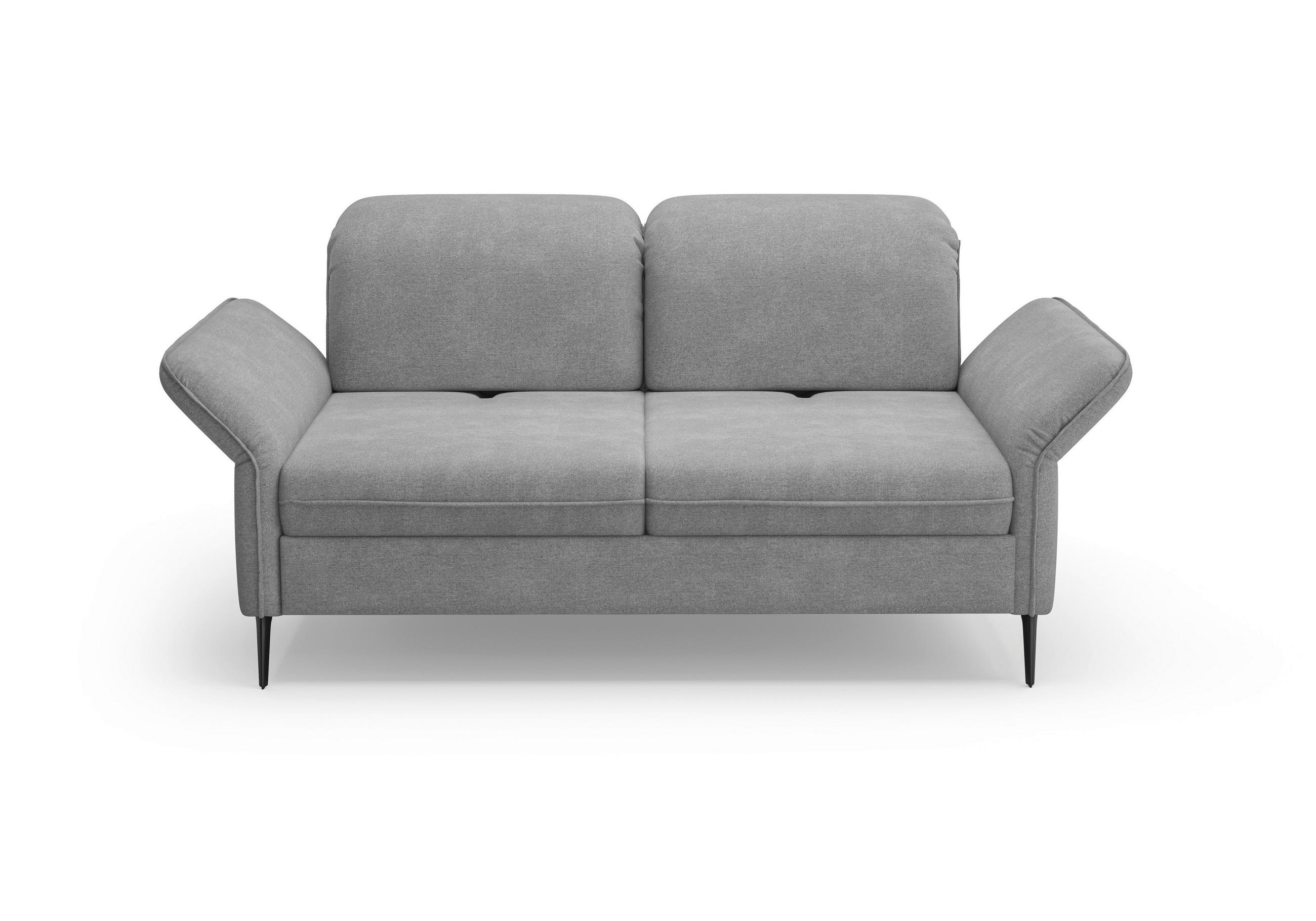 2,5-SITZER in Flachgewebe Grau  - Schwarz/Grau, KONVENTIONELL, Textil/Metall (189/92/123cm) - Sit & More
