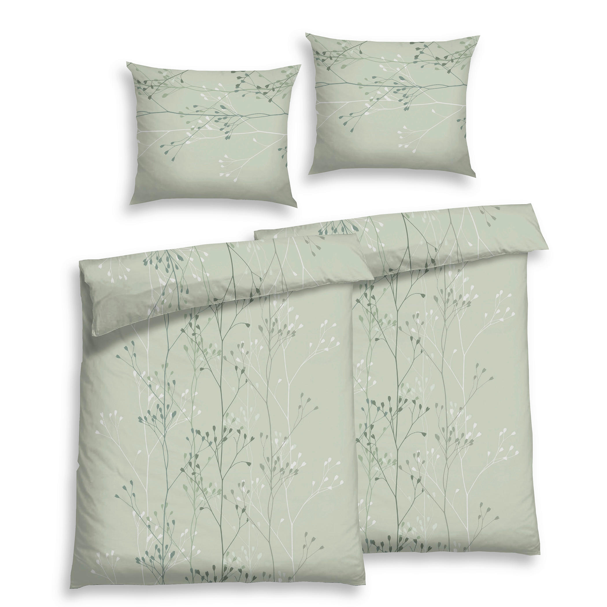 BETTWÄSCHE 4-teilig Musselin 140/200 cm  - Salbeigrün, Basics, Textil (140/200cm) - Florella