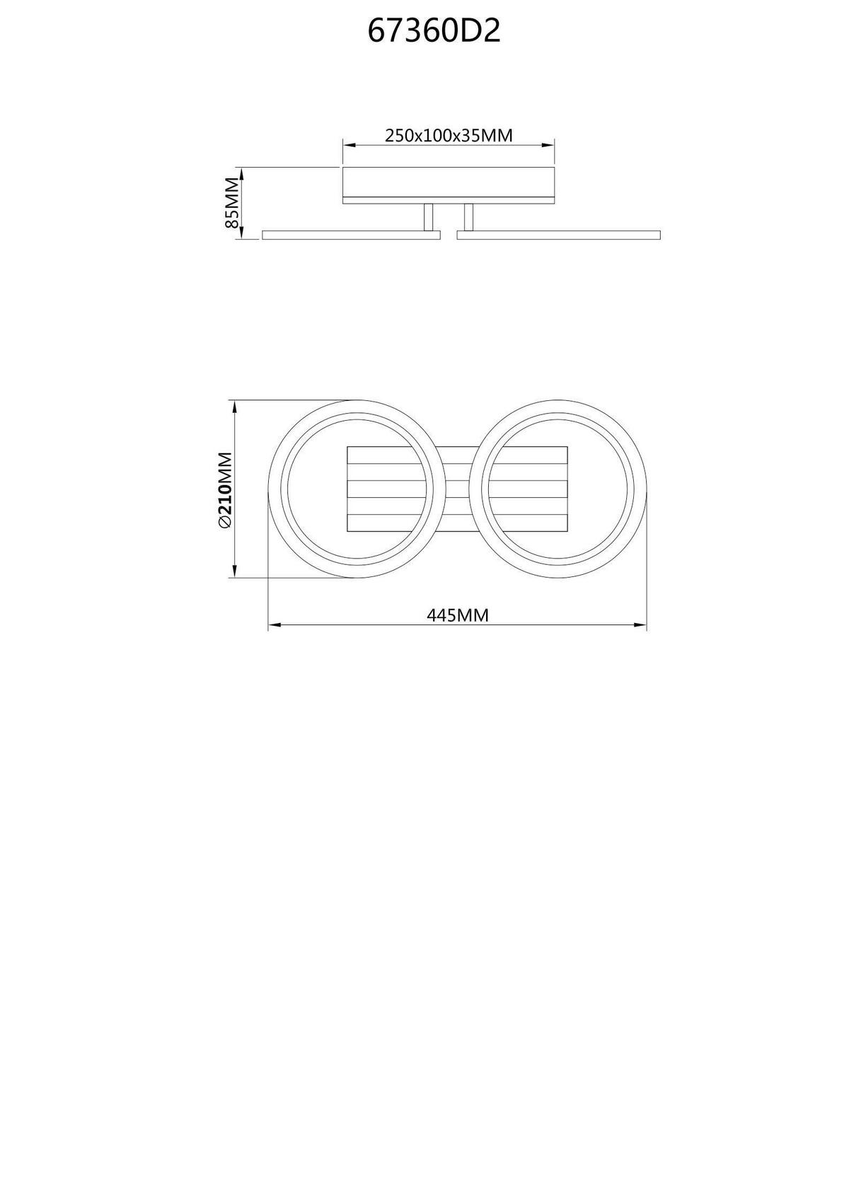 LED-DECKENLEUCHTE 44,5/21/8,5 cm   - Dunkelbraun/Schwarz, Natur, Holzwerkstoff/Kunststoff (44,5/21/8,5cm) - Globo