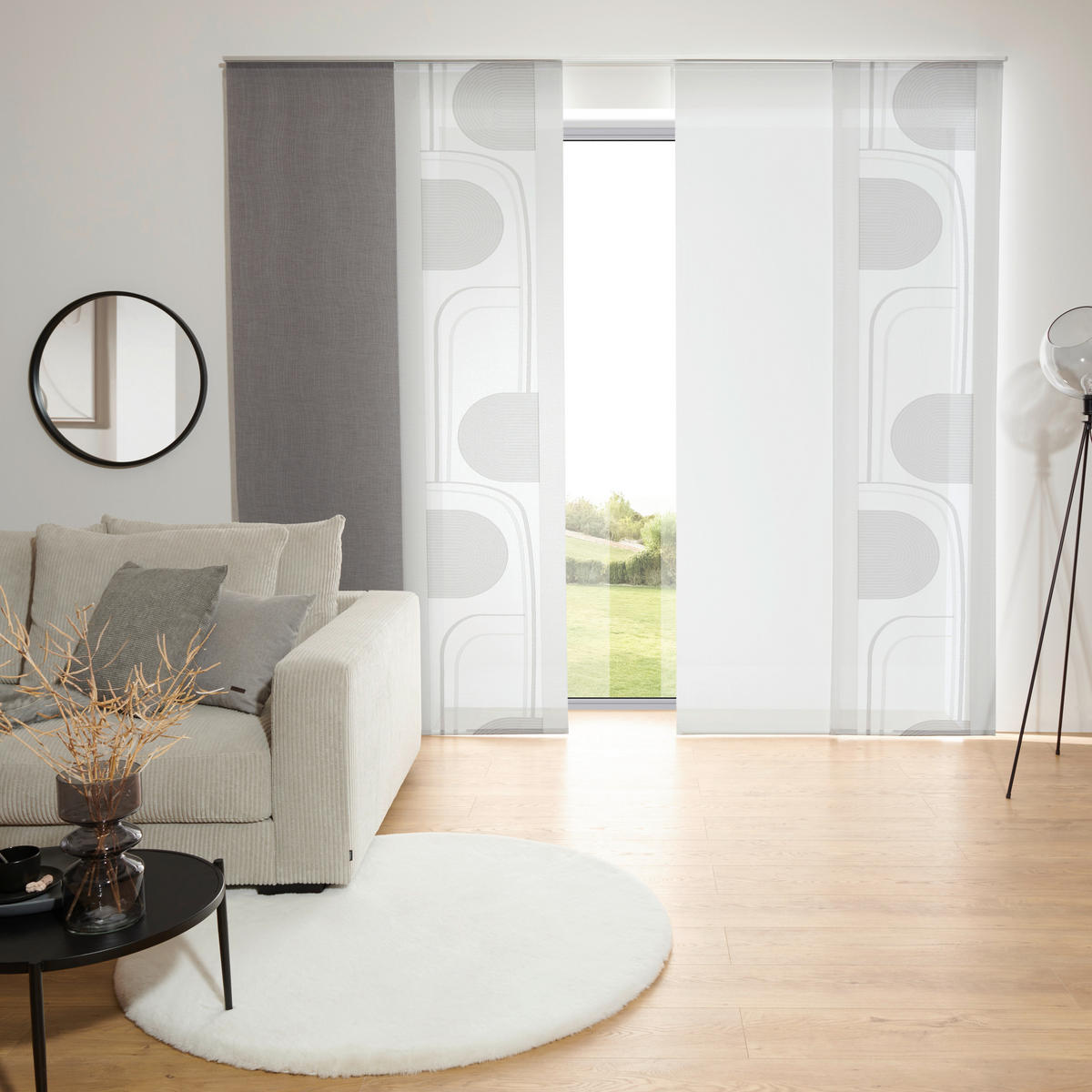 PANELOVÝ ZÁVĚS, 60/255 cm - šedá, Design, textil (60/255cm) - Novel