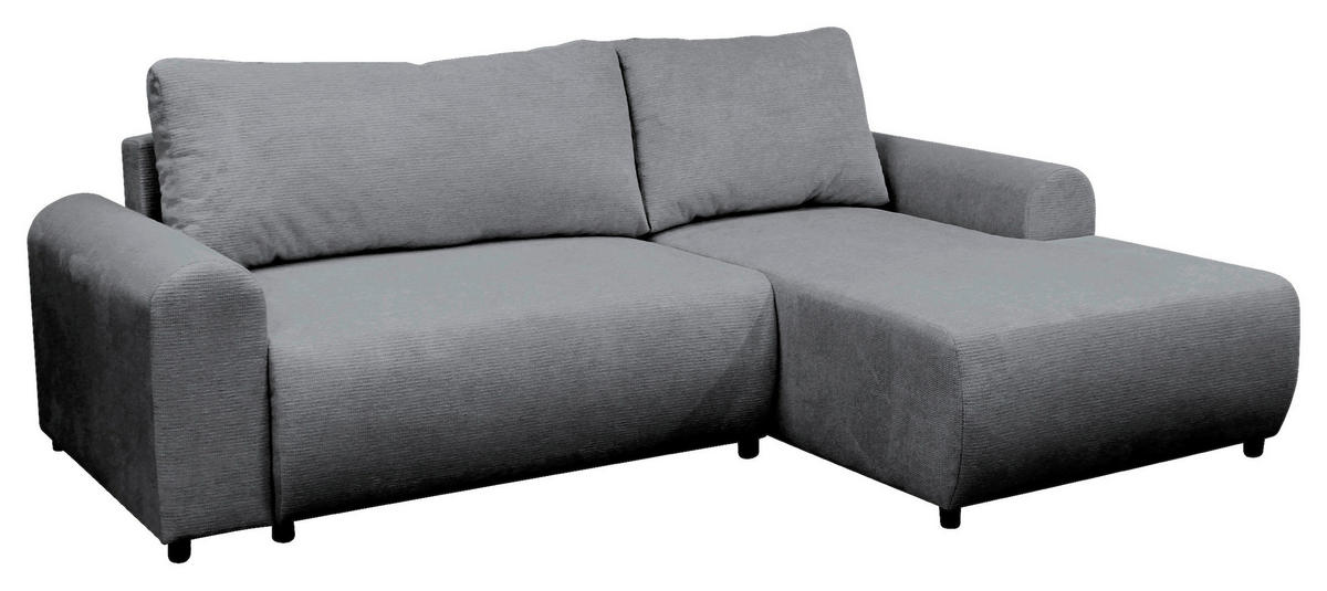ECKSOFA in Struktur Grau  250/160 cm  - Schwarz/Grau, Design, Kunststoff/Textil (250/160cm) - MID.YOU
