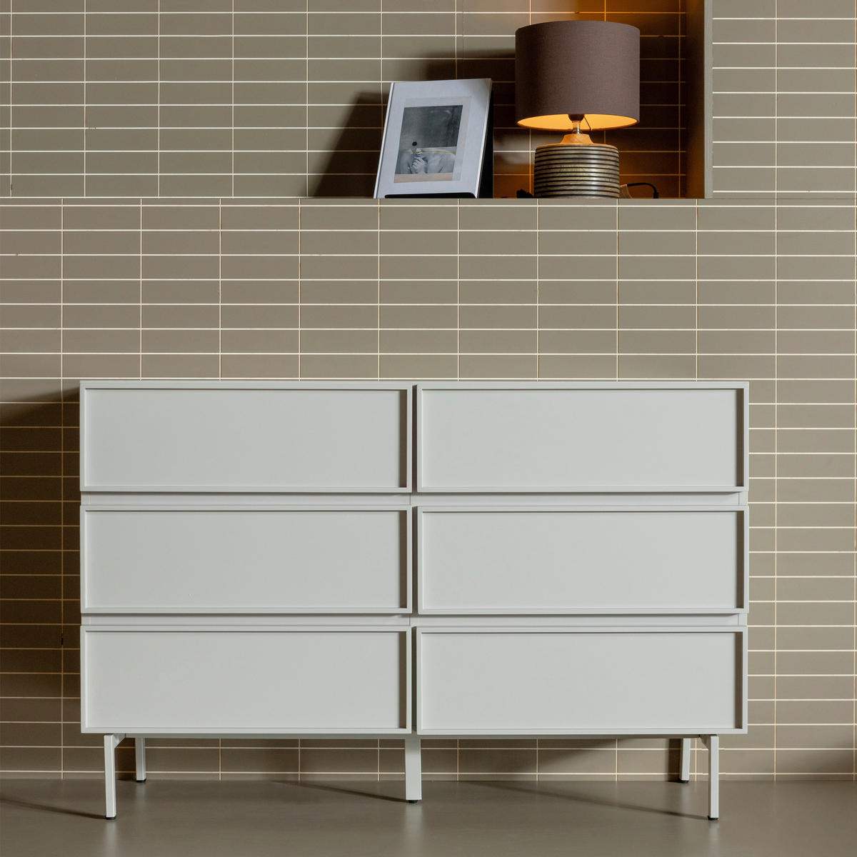 KOMMODE Tours, 120/80/42 cm, 6 Schublade(n)  - Sandfarben, Design, Holzwerkstoff/Metall (120/80/42cm) - Livetastic