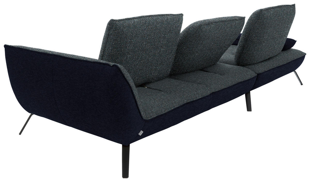 ECKSOFA  in Flachgewebe Blaugrau  191/301 cm  - Blaugrau/Schwarz, Design, Textil/Metall (191/301cm) - Moderano