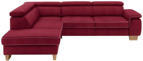 ECKSOFA in Mikrofaser Rot  - Eichefarben/Beige, Natur, Holz/Textil (226/273cm) - Beldomo System
