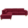 ECKSOFA in Mikrofaser Rot  - Eichefarben/Beige, Natur, Holz/Textil (226/273cm) - Beldomo System