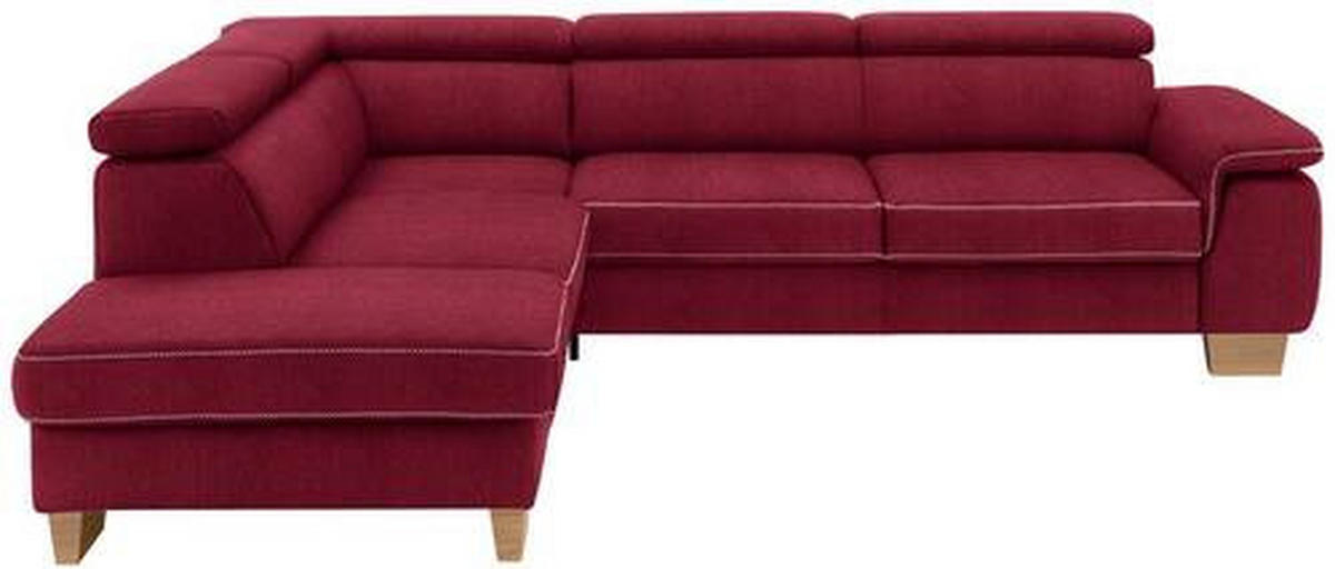 ECKSOFA in Mikrofaser Rot  - Eichefarben/Beige, Natur, Holz/Textil (226/273cm) - Beldomo System