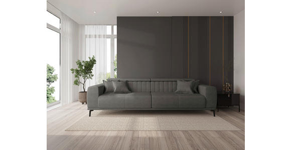 BIGSOFA Webstoff Dunkelgrau  - Dunkelgrau/Schwarz, KONVENTIONELL, Textil/Metall (280/80/110cm) - Carryhome
