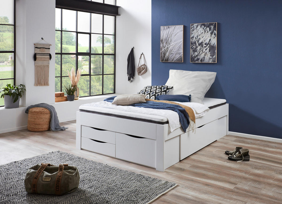 STAURAUMBETT 140/200 cm  in Weiß  - Weiß, KONVENTIONELL, Holzwerkstoff (140/200cm) - Boxxx