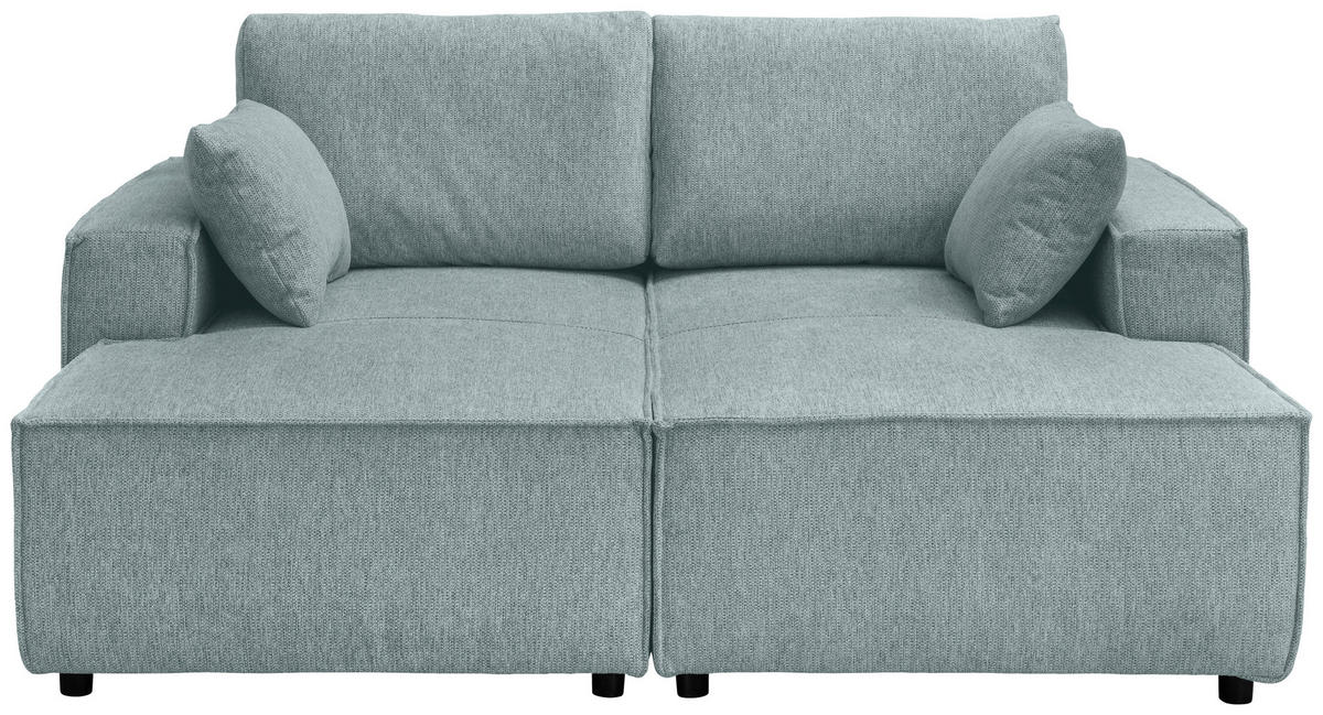 BIGSOFA in Chenille Mintgrau  - Mintgrau/Schwarz, Modern, Kunststoff/Textil (188/86/154cm) - Livetastic