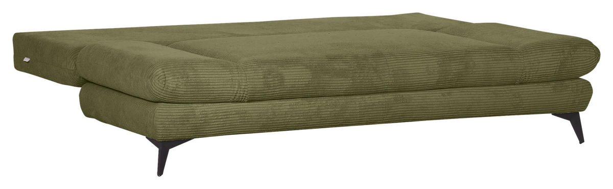 SCHLAFSOFA  mit Stoffauswahl, Liegefunktion, Schlafen auf Sitzhöhe, Rücken echt Cord Dunkelgrün  - Dunkelgrün/Schwarz, KONVENTIONELL, Textil/Metall (200/78/95cm) - home24