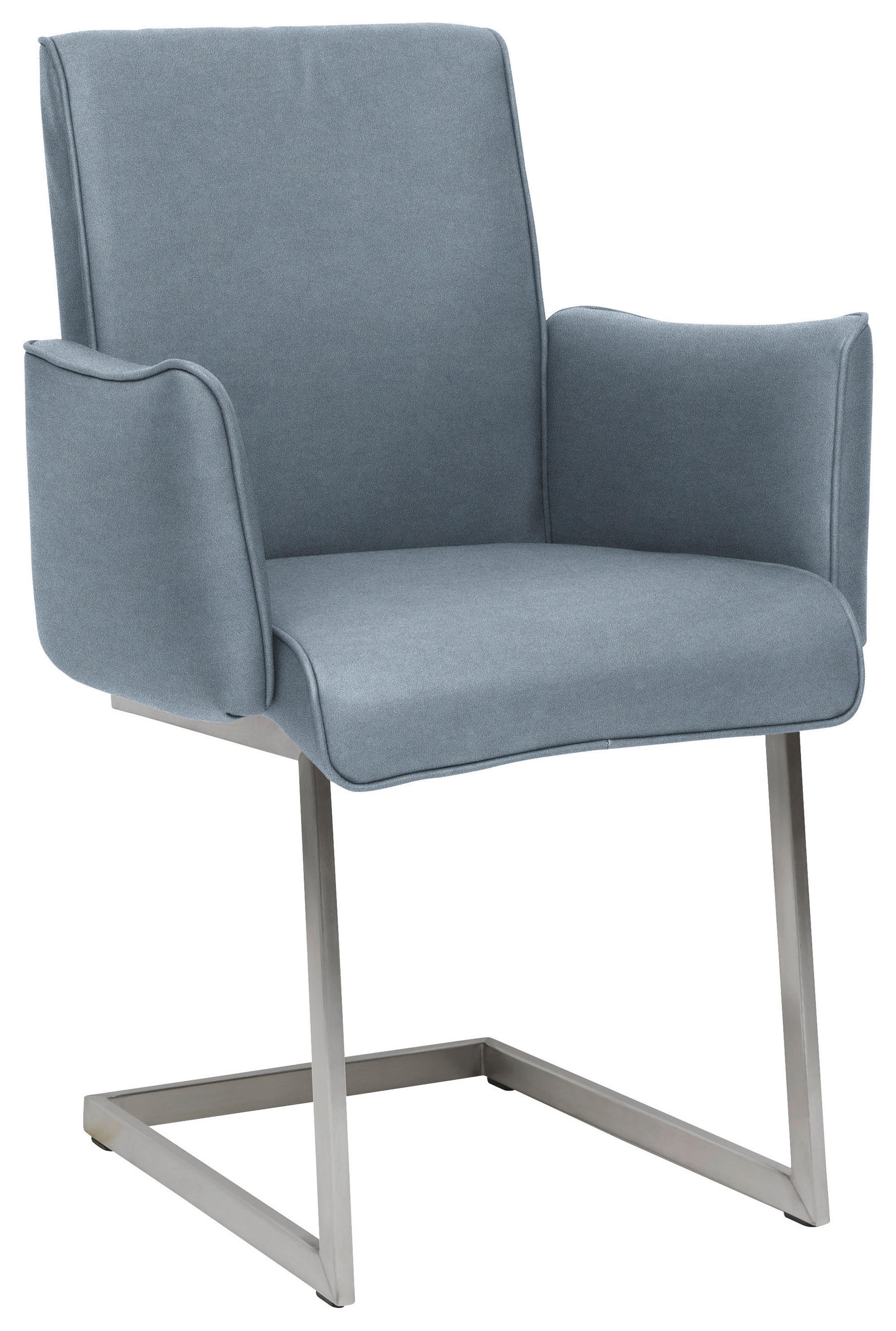 ARMLEHNSTUHL  in Stahl Mikrofaser  - Blau/Edelstahlfarben, Design, Holzwerkstoff/Textil (63/91/60cm) - Dieter Knoll