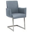 ARMLEHNSTUHL  in Stahl Mikrofaser  - Blau/Edelstahlfarben, Design, Holzwerkstoff/Textil (63/91/60cm) - Dieter Knoll
