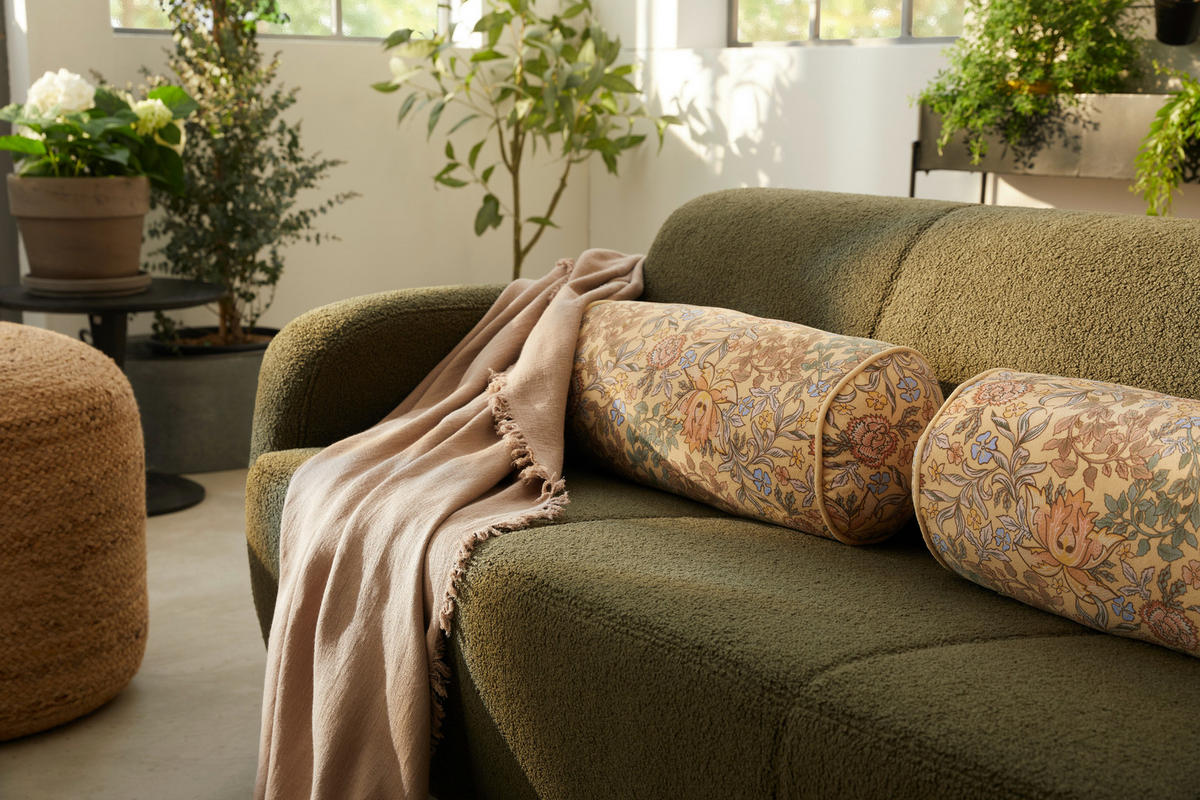 3-SITZER-SOFA Teddystoff Dunkelgrün  - Dunkelgrün/Schwarz, MODERN, Textil/Metall (180/76/90cm) - Livetastic