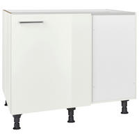 ECKUNTERSCHRANK 125/87/65 cm  - Edelstahlfarben/Weiß Hochglanz, MODERN, Holzwerkstoff/Metall (125/87/65cm) - Nobilia