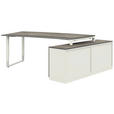 ECKSCHREIBTISCH  in Graphitfarben, Weiß  - Alufarben/Graphitfarben, Design, Holzwerkstoff/Metall (160/200cm) - Moderano