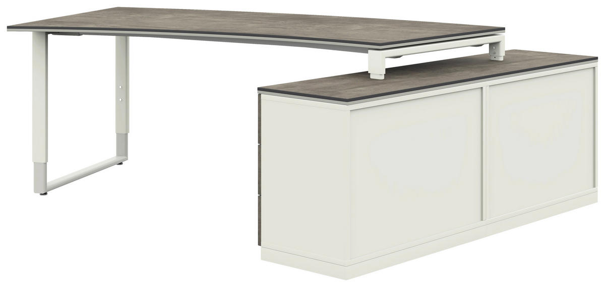 ECKSCHREIBTISCH  in Graphitfarben, Weiß  - Alufarben/Graphitfarben, Design, Holzwerkstoff/Metall (160/200cm) - Moderano