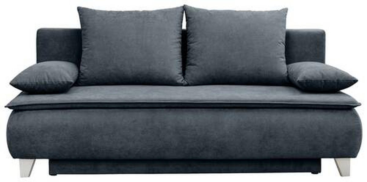 BOXSPRINGSOFA Flachgewebe Anthrazit  - Anthrazit/Silberfarben, MODERN, Holz/Textil (208/100/106cm) - MID.YOU