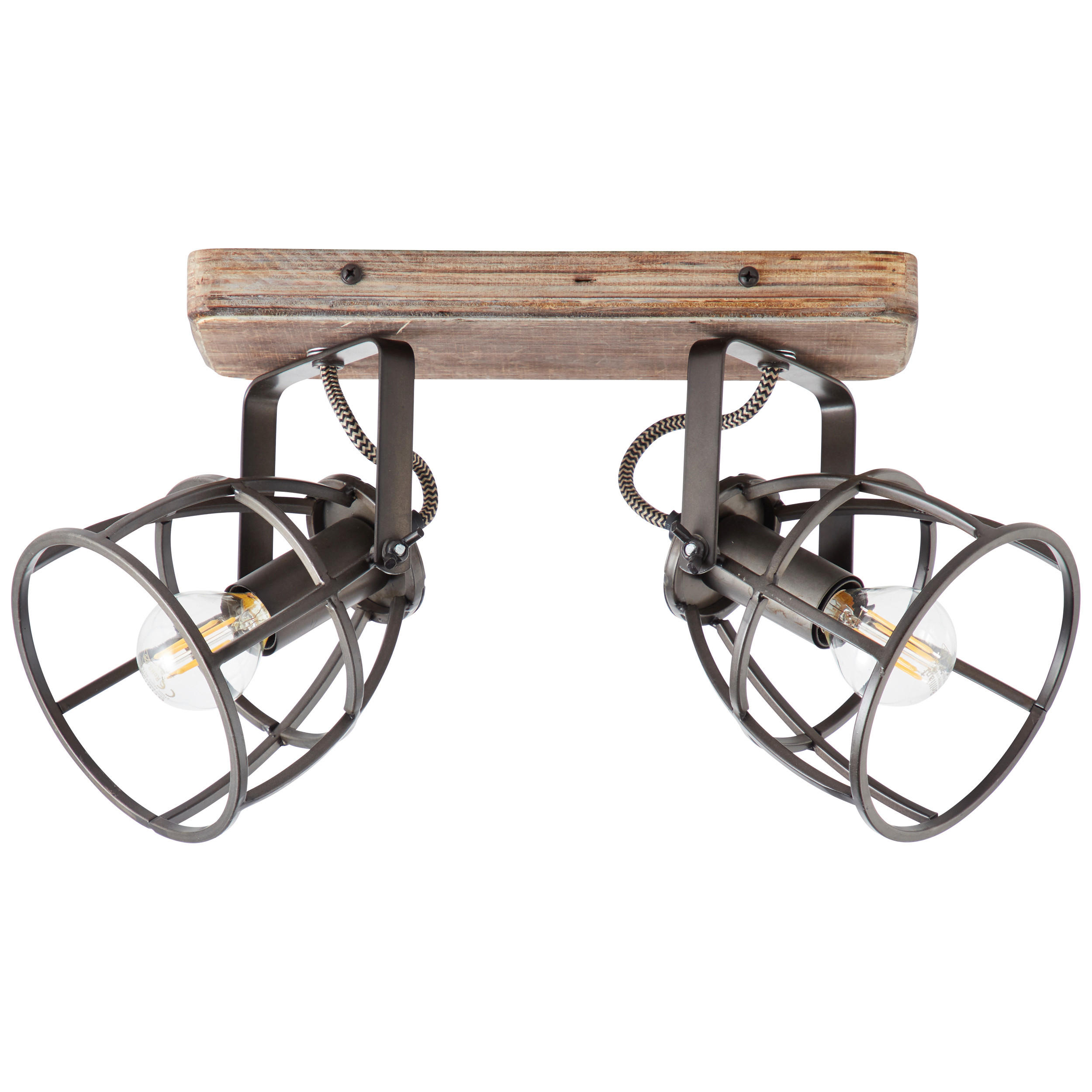 DECKENLEUCHTE     - Hellbraun/Schwarz, Natur, Holz/Metall (18/29/16cm) - Brilliant