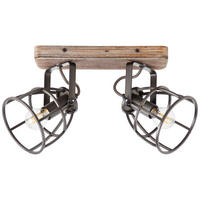 DECKENLEUCHTE     - Hellbraun/Schwarz, Natur, Holz/Metall (18/29/16cm) - Brilliant