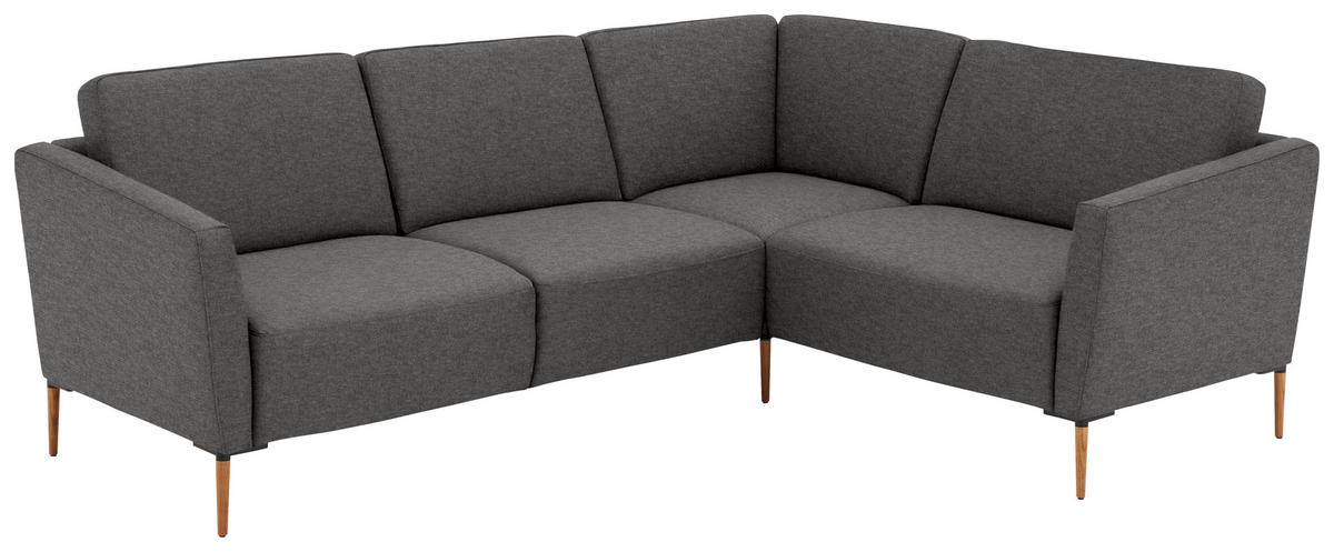 ECKSOFA  in Flachgewebe Anthrazit Rücken echt  238/186 cm  - Eichefarben/Anthrazit, Design, Holz/Textil (238/186cm) - Valnatura