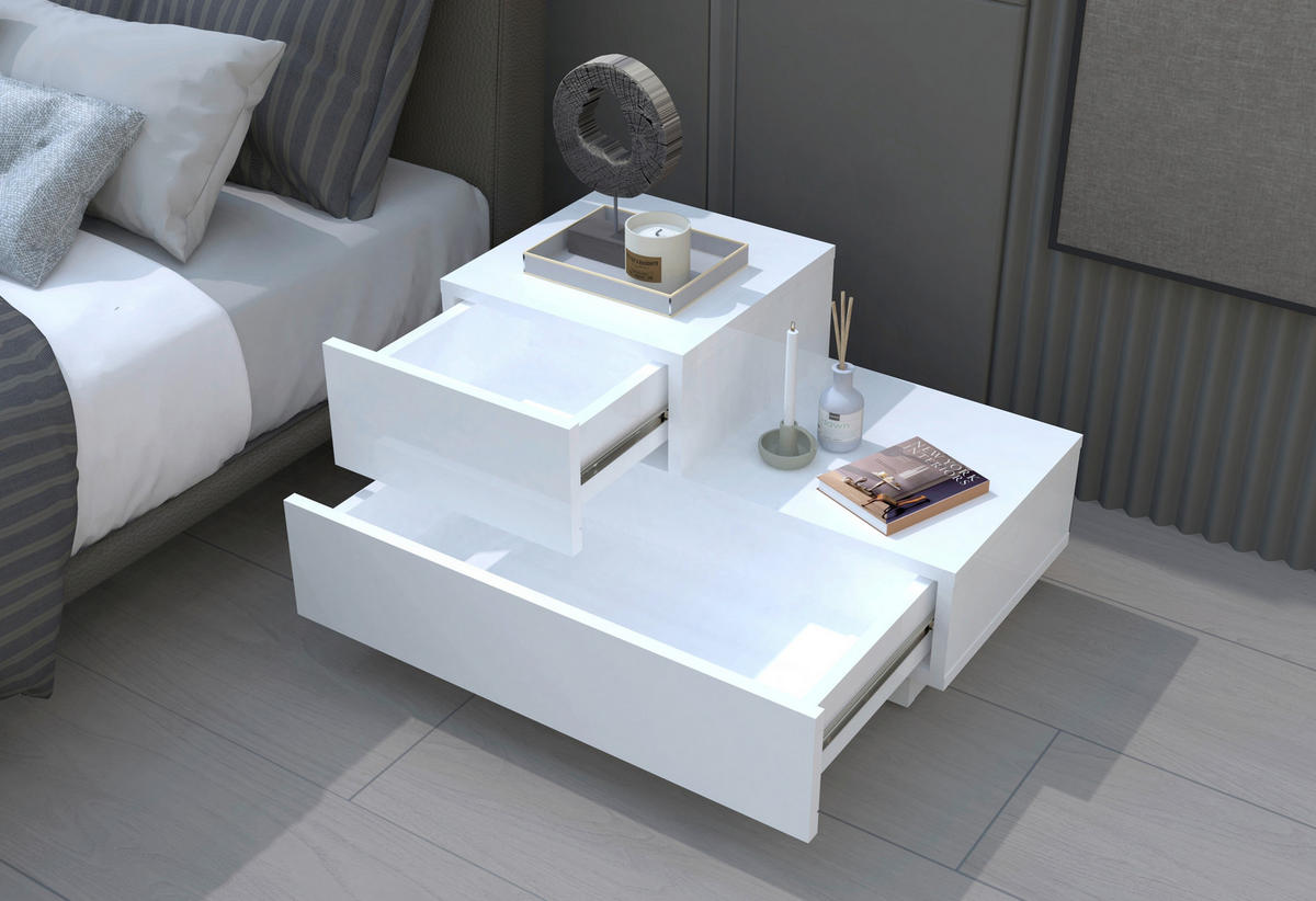 NATTDUKSBORD i vit  - vit, Design, trämaterial (70/39/30cm) - Livetastic