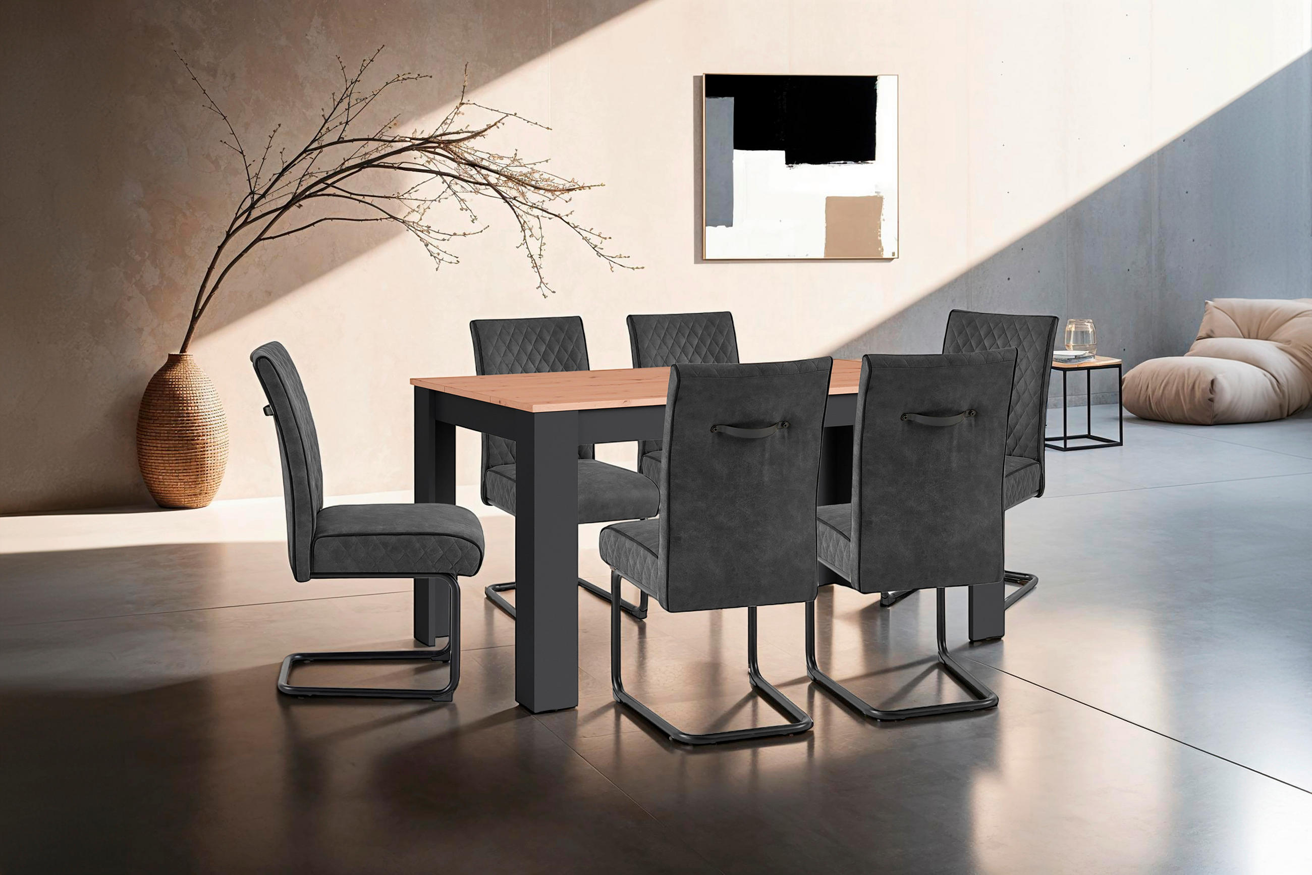 ESSTISCH rechteckig Anthrazit, Eiche Artisan  - Anthrazit/Eiche Artisan, MODERN, Holzwerkstoff (160/90/75cm) - MID.YOU