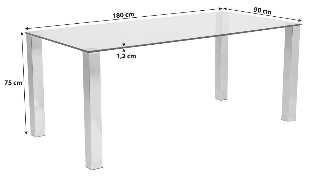 ESSTISCH in Metall, Glas  - Chromfarben, KONVENTIONELL, Glas/Metall (180/75/90cm) - MID.YOU